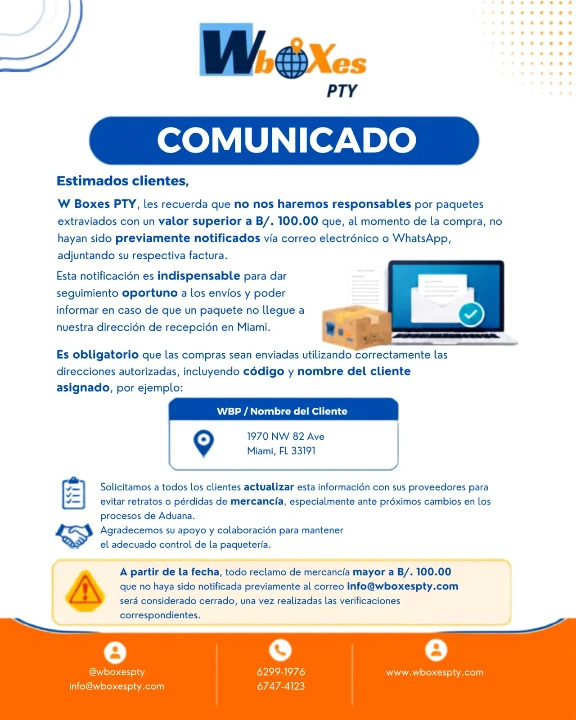 Comunicado - Paquetes Extraviados